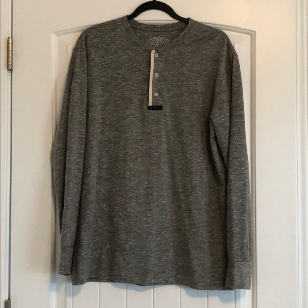 Lauren James Grey Button Down Boyfriend Tee S M
